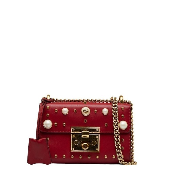 Authentic Gucci Studded Leather Small Padlock Shoulder Bag - Picture 1 of 8